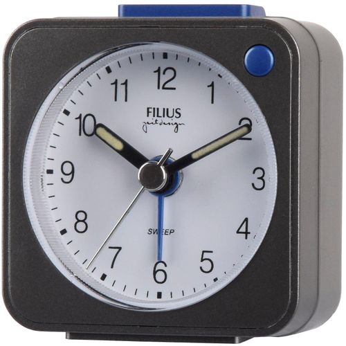 Quarzwecker FILIUS ZEITDESIGN, grau (dunkeltitanfarben), Wecker, Reisewecker, Schlafzimmer, Snooze, Beleuchtung, schleichende Sekunde
