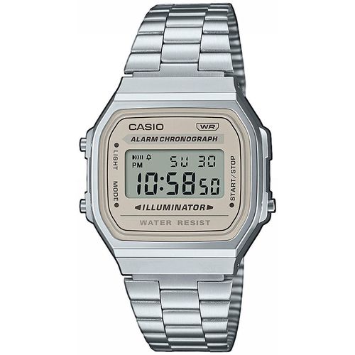 Chronograph CASIO VINTAGE, silber (taupe, silberfarben), Armbanduhren, Damen, Quarzuhr, Armbanduhr,Damenuhr, Herrenuhr, Digitaluhr, Edelstahlarmband