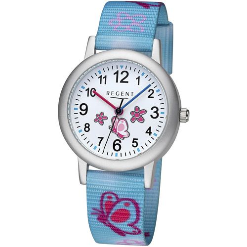 Quarzuhr REGENT, blau (hellblau, silberfarben), Armbanduhren, Kinder, Armbanduhr, Kinderuhr, Lernuhr, Mädchen, Schulanfang, Geschenkidee