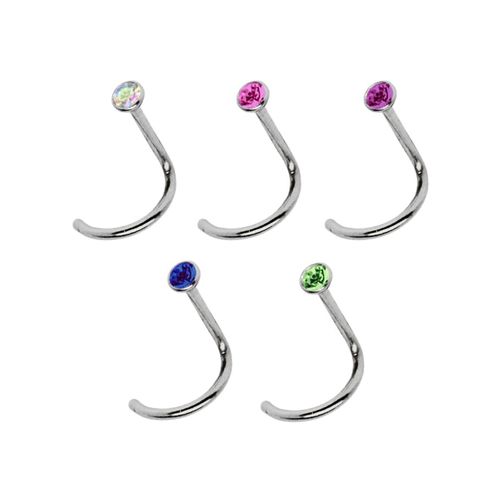 Nasenpiercing ADELIA´S "Piercing Piercing Nasenpiercing", Damen, bunt, Titan, modisch, Piercings, Titan Nasen Piercing Set 5 bunte Nasenstecker mit Spirale - Stab 0,8mm