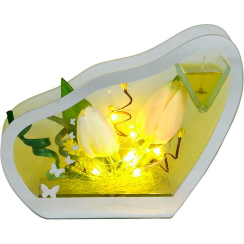 Kunstpflanze I.GE.A., gelb, B:22cm H:17cm T:6cm, Glas, Kunststoff, Kunstpflanzen