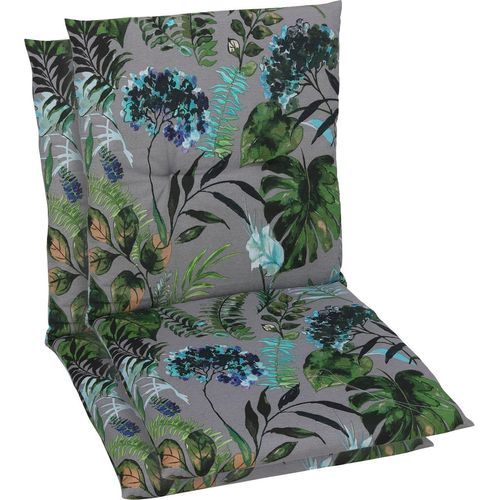 Sitzauflage GO-DE, grün (grün, anthrazit), B:48cm T:98cm, Polyester, Baumwolle, Polsterauflagen, Maße ca.: 48 cm x 5 cm x 108 cm