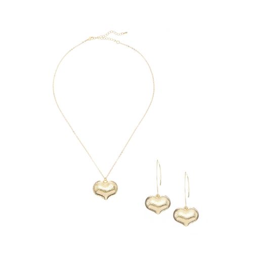 Ohrring und Ketten Set LASCANA, gold (goldfarben), Schmuck-Sets, Damen, Metall, 2-teiliges Set aus Halskette und Ohrringe mit Herzanhänger