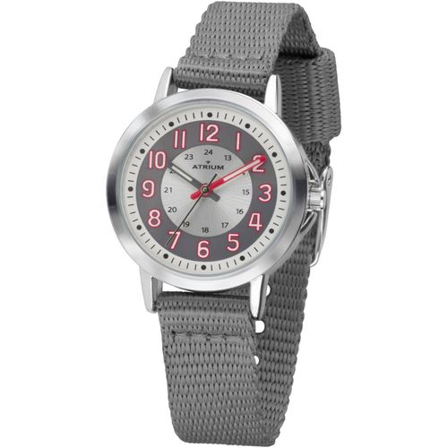 Quarzuhr ATRIUM, grau (grau, rot), Armbanduhren, Kinder, Armbanduhr,Kinderuhr,Lernuhr,Mädchen,Jungen, Schulanfang,Geschenkidee