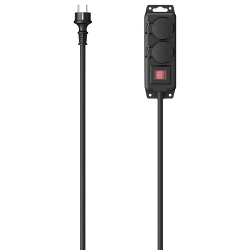 Steckdosenleiste HAMA, schwarz, B:10cm H:30cm T:4,5cm, Kunststoff, Steckdosenleisten, IP44