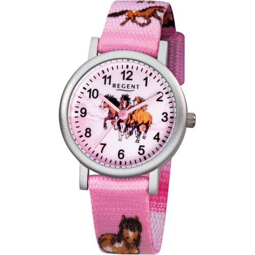 Quarzuhr REGENT, rosa (rosa, silberfarben), Armbanduhren, Kinder, Armbanduhr, Kinderuhr, Lernuhr, Mädchen, Schulanfang, Geschenkidee