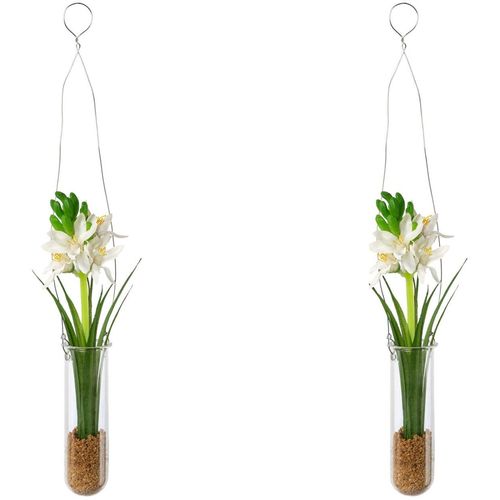 Kunstblume CREATIV GREEN "Hyacinthe in Hängevase", weiß, B:4cm H:35cm, Kunststoff, Kunstpflanzen