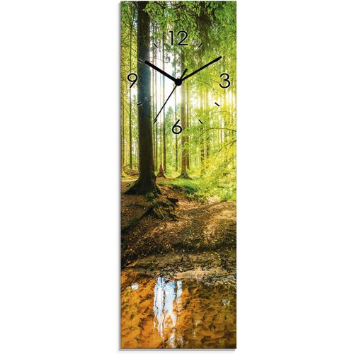 Wanduhr ARTLAND "Wald mit Bach", grün, B:20cm H:60cm T:1,8cm, Wanduhren, wahlweise mit Quarz- oder Funkuhrwerk, lautlos ohne Tickgeräusche