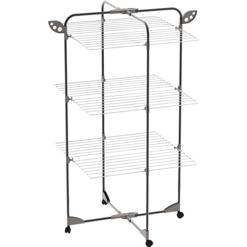 Turmwäscheständer BISCHOF "Alpina 30", schwarz, B:68cm H:125cm T:68cm, Aluminium, Wäscheständer, aus eloxiertem Aluminium
