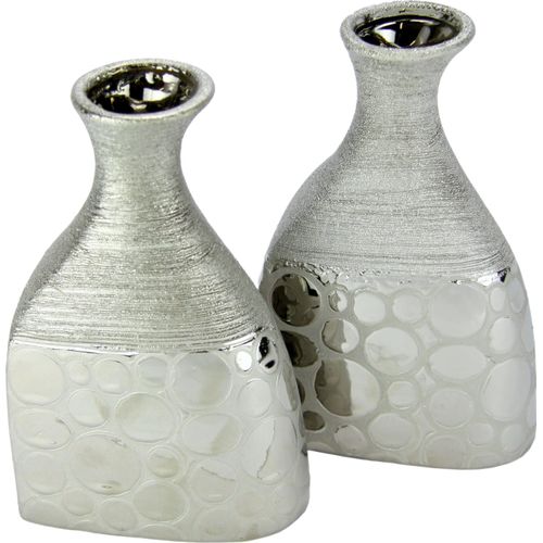 Dekovase HOME AFFAIRE, silber (silberfarben), B:12cm H:19cm T:6cm, Keramik, Vasen