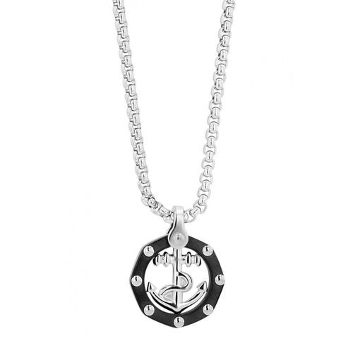 Kette mit Anhänger ADELIA´S, schwarz (silberfarben, schwarz), Halsketten, Herren, unbekannt, Edelstahl