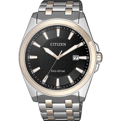Solaruhr CITIZEN, silber (silbergoldfarben, schwarz), Armbanduhren, Herren, Armbanduhr, Herrenuhr, Datum, Saphirglas, Lederarmband