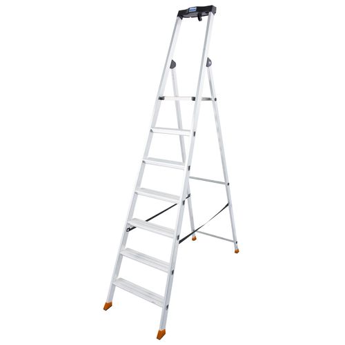 Stehleiter KRAUSE "Solido", silber (silberfarben), B:53cm H:230cm, Aluminium, Leitern