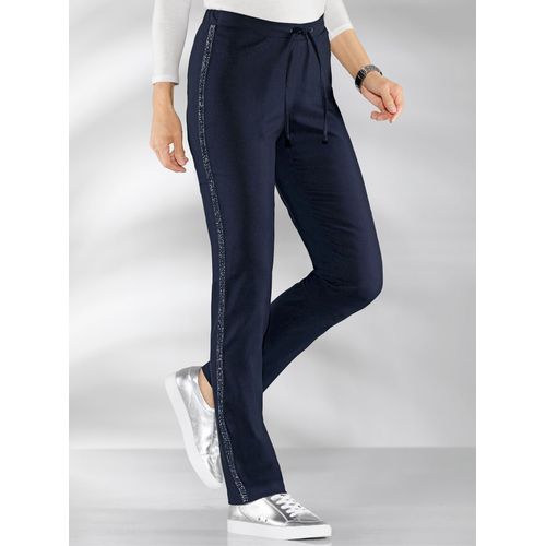 Stretch-Hose CLASSIC BASICS, Damen, Gr. 46, Normalgrößen, blau (marine), 83% Polyester, 13% Viskose, 4% Elasthan, unifarben, lang, Hosen
