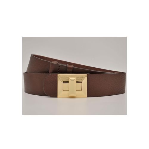 Ledergürtel ANNAMATONI, Damen, braun, Rindsleder, unifarben, casual, Gürtel, mit goldener Schließe