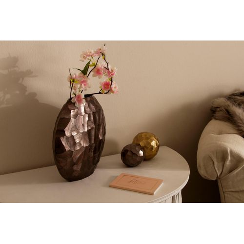 Dekovase HOME AFFAIRE, braun (bronzefarben), B:26cm H:9cm T:30cm, Metall, Vasen