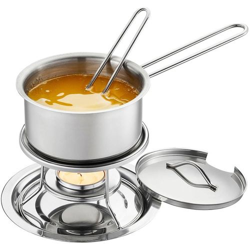 Sauteuse GEFU "CALORIC SET", silber, B:13cm H:16cm L:24cm, Töpfe, Set mit Stövchen
