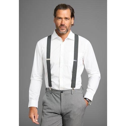 Hosenträger MAN'S WORLD, Herren, schwarz-weiß (schwarz, weiß), Obermaterial: 82% Polyester, 18% Elasthan, gemustert, Fischgratmuster, modisch, Hosenträger, in klassischer X-Form & bequemer Breite & extra Länge - NEW