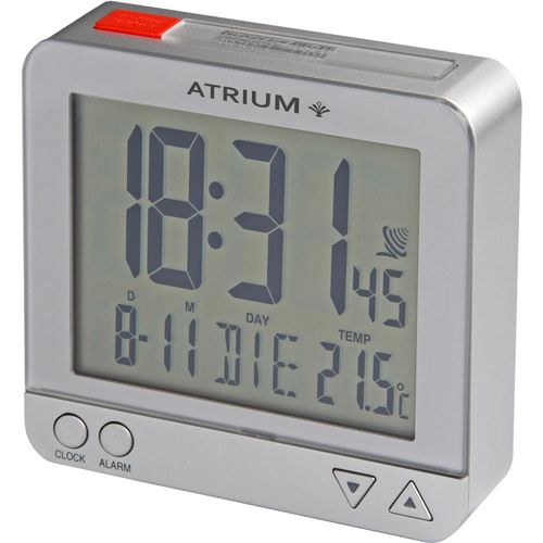 Funk-Reisewecker ATRIUM "A740-19", silber (silberfarben), Wecker, Reisewecker, Quarzwecker, Digitalwecker, Schlafzimmer, Snooze