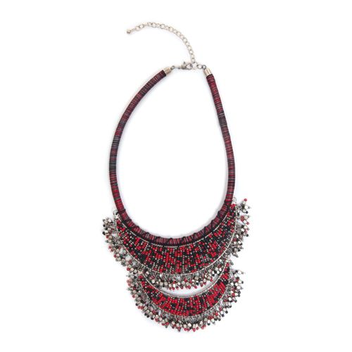 Statementkette "Lucia", Damen, Gr. onesize, Glas, rot, COLLEZIONE ALESSANDRO, Halsketten Statementkette, Kette mit tausend Perlen