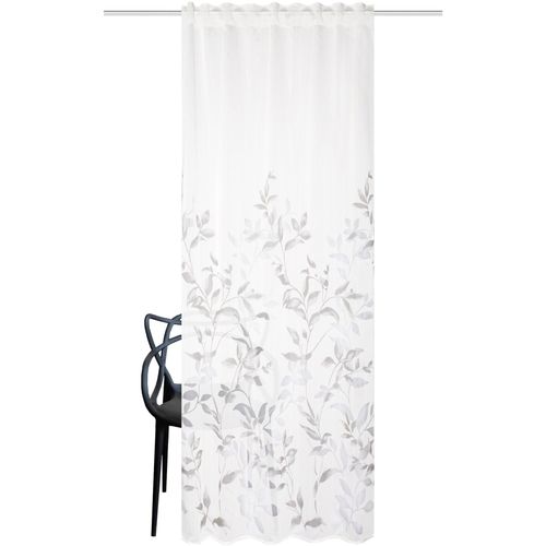 Gardine HEINE HOME, grau (weiß, grau), B:140cm H:245cm, Polyester, Viskose, Gardinen