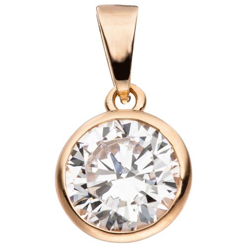 Runder Anhänger JOBO, rosa (roségoldfarben), Schmuckanhänger, Damen, Silber 925 (Sterlingsilber), rund 925 Silber roségold vergoldet mit Zirkonia