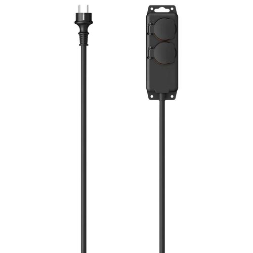 Steckdosenleiste HAMA, schwarz, B:13,5cm H:28cm T:5,5cm, Kunststoff, Steckdosenleisten, IP44
