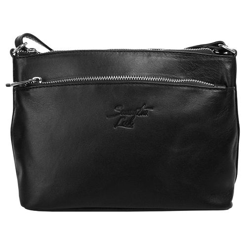 Umhängetasche SAMANTHA LOOK, Damen, Gr. B/H/T: 23cm x 17cm x 8cm onesize, schwarz, Leder, unifarben, Taschen, echt Leder, Made in Italy