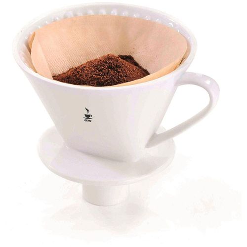 Permanentfilter GEFU "SANDRO", weiß, B:14,2cm H:13,9cm T:17cm, Porzellan, Kaffeefilter, geeignet für handelsübliche Papierfiltertüten der Größe 4. Porzellan