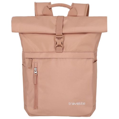Freizeitrucksack TRAVELITE "BASICS Rollup Rucksack", Gr. B/H/T: 37cm x 60cm x 16cm, rosa (puderrosa), Polyester, unifarben, klassisch, Rucksäcke, Arbeitsrucksack Sportrucksack Reiserucksack Schulrucksack