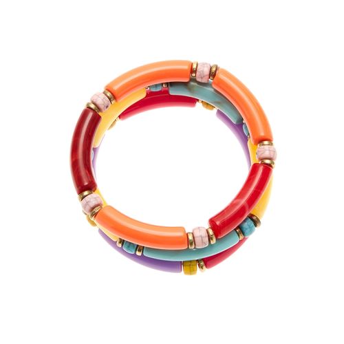 Armband Set LASCANA, bunt, Armbänder, Acryl, bunt, elastische Armbänder Set in bunter Farbvariation