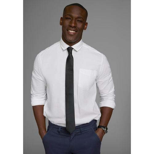 Krawatte MAN'S WORLD, Herren, schwarz, Obermaterial: 100% Polyester, unifarben, leicht glänzend, klassisch, Krawatten, in klassischen Uni-Farben und Slim-Breite