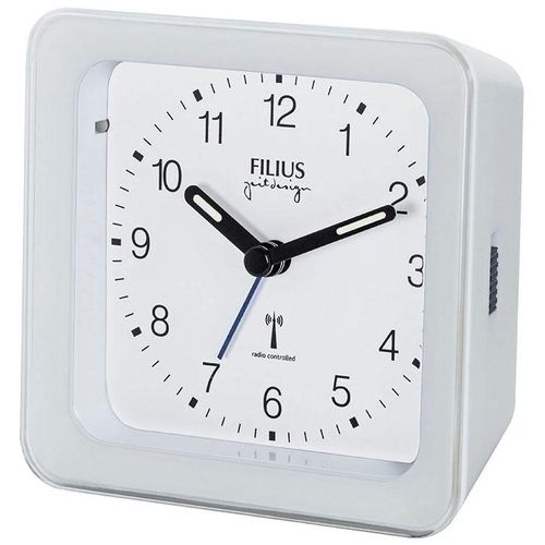 Funkwecker FILIUS ZEITDESIGN, weiß, Wecker, Wecker, Schlafzimmer, Leuchtzeiger, Beleuchtung, Weckwiederholung
