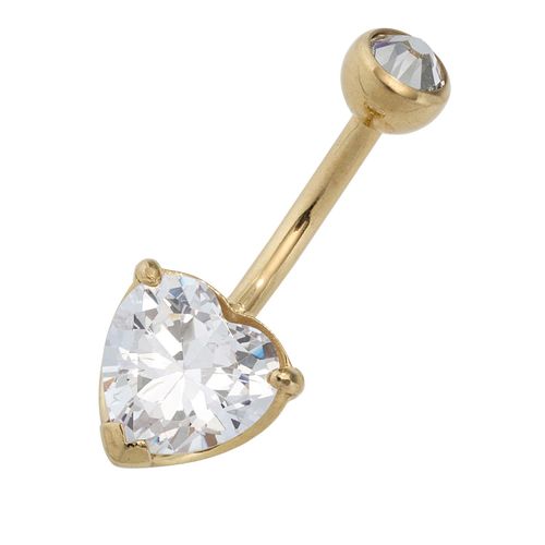 Bauchnabelpiercing JOBO, gold (goldfarben), Piercings, Edelstahl, Herz Edelstahl mit Kristallstein