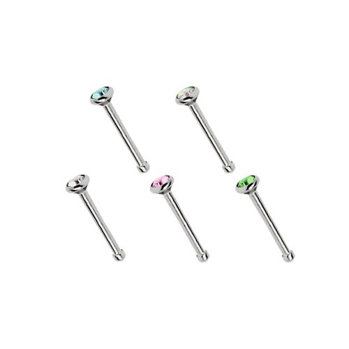 Nasenpiercing ADELIA´S "Piercing Piercing Nasenpiercing", Damen, Gr. onesize, bunt, Titan, Piercings, Titan Piercing 5 bunte Nasenstecker im Set mit Stopper, Stab 0,8 mm