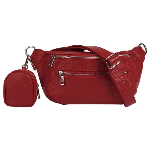 Gürteltasche SAMANTHA LOOK, Damen, Gr. B/H/T: 27cm x 16cm x 5cm onesize, rot, Leder, unifarben, leicht glänzend, Taschen, echt Leder, Made in Italy