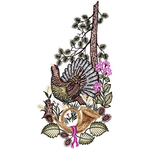 Fensterbild "Fensterbild "Auerhahn" farbig", bunt, B:20cm H:37cm, Polyester, W. REUTER & SOHN - PLAUENER SPITZE, Fensterbilder