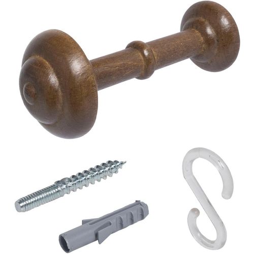 Raffhalter LIEDECO, braun (eichefarben, rustikal), Materialmix, Raffhalter, Schalhalter 12 cm