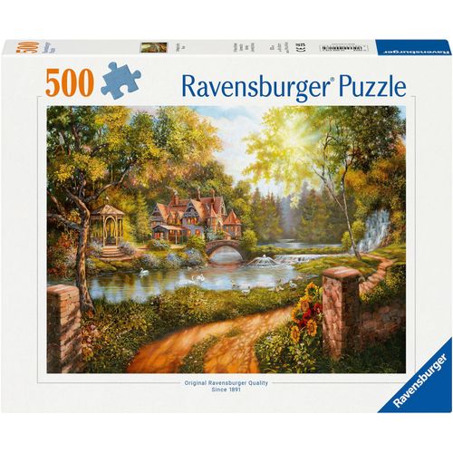 Puzzle RAVENSBURGER "Cottage am Fluß", bunt, Puzzles, KinderB:49cm H:36cm, Made in Germany, B:49cm H:36cm