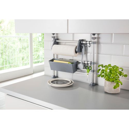 Küchenregal RUCO, silber (aluminiumfarben, silber), B:50cm H:47cm T:15cm, Aluminium, Regale, Aluminium/Kunststoff, höhenverstellbar von 47-82 cm