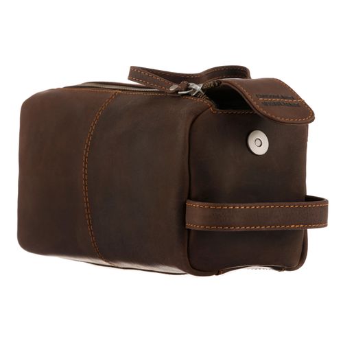 Kosmetiktasche GREENLAND NATURE, Damen, Gr. B/H/T: 24cm x 14cm x 12cm, schwarz, Büffelleder, used, Taschen, robust
