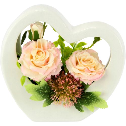 Kunstblume I.GE.A. "Rosenarrangement", rosa (hellrosa), B:22cm H:20cm L:20cm, Kunstpflanzen, In Keramikvase