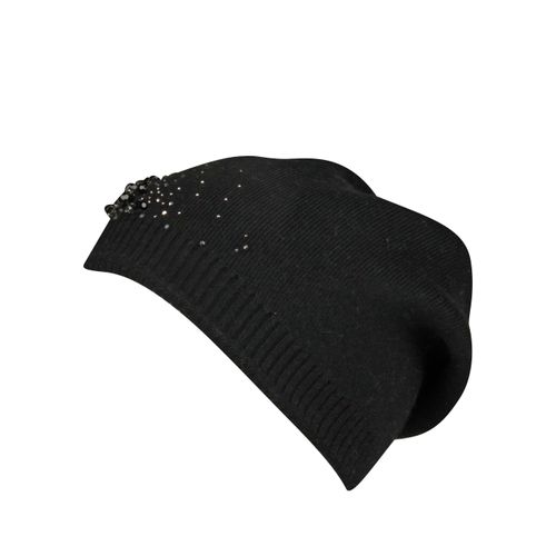 Strickmütze CAPELLI NEW YORK, Damen, schwarz, Feinstrick, Materialmix, Mützen Strickmütze, mit Schmucksteinen