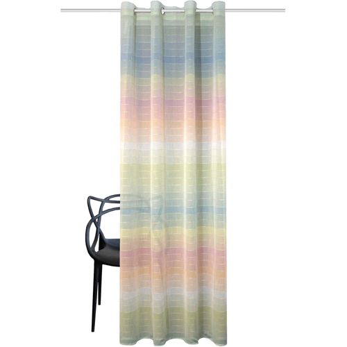 Gardine HEINE HOME, bunt (grün, blau, gestreift), B:140cm H:245cm, Polyester, Gardinen