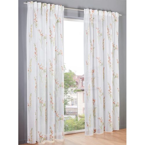 Gardine HEINE HOME Gr. 3, bunt (weiß, bunt), B:130cm H:225cm, Polyester, Gardinen