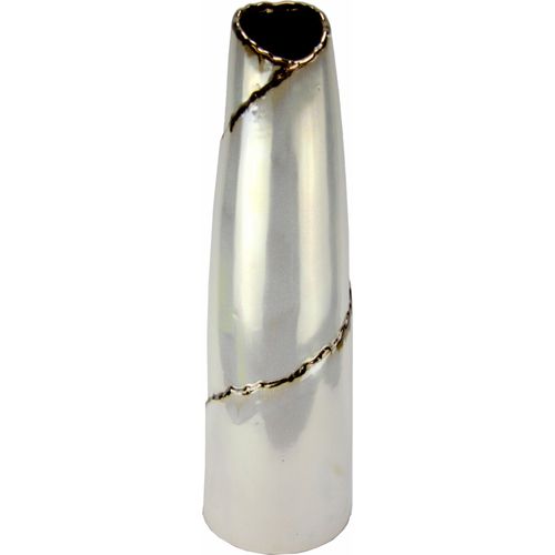 Dekovase HOME AFFAIRE, gold (goldfarben), B:13cm H:50cm Ø:13cm, Keramik, Vasen