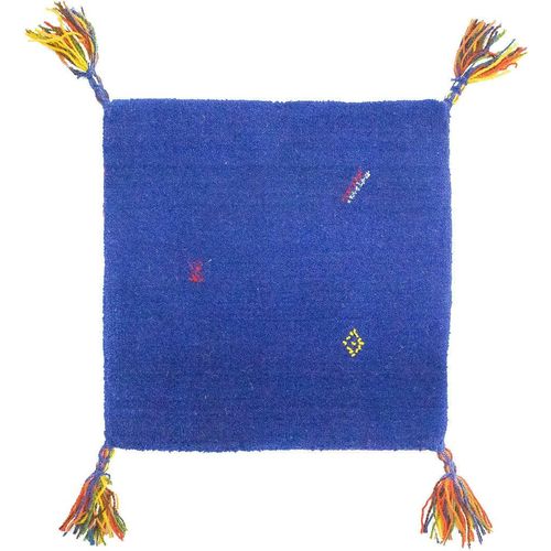 Wollteppich MORGENLAND "Gabbeh Teppich Agra", blau (dunkelblau), B:40cm H:14mm L:40cm, Schurwolle, Teppiche, Gabbehteppich, Kurzflor