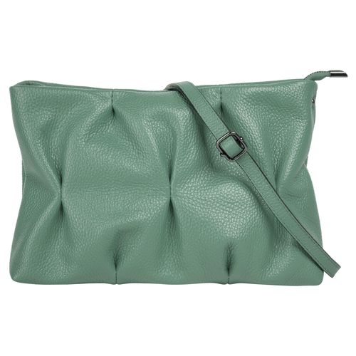 Umhängetasche CLUTY, Damen, Gr. B/H/T: 24cm x 20cm x 5cm onesize, grün, Leder, unifarben, leicht glänzend, Taschen, echt Leder, Made in Italy
