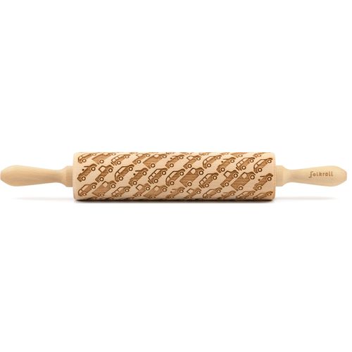 Teigroller FOLKROLL "3D-Motiv-Teigrolle", braun, L:43cm, Buchenholz, Teigroller, Autos