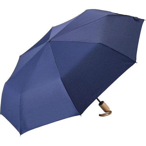 Taschenregenschirm EUROSCHIRM "Taschenschirm 32P7-PET", blau (marine), Bezug: 100% Polyester, uni, Regenschirme, Taschenregenschirm 32P7-PET, marineblau, Automatik, Buche Holzgriff